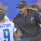 Detroit Lions head coach Jim Caldwell greets quarterback Matthew Stafford before an game against the Giants in 2017.